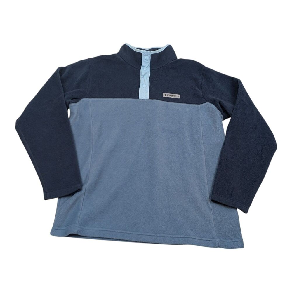 Columbia Oversized Half Snap Fleece Pullover Sweater Blue Sz Medium (Fit L) - Picture 2 of 8